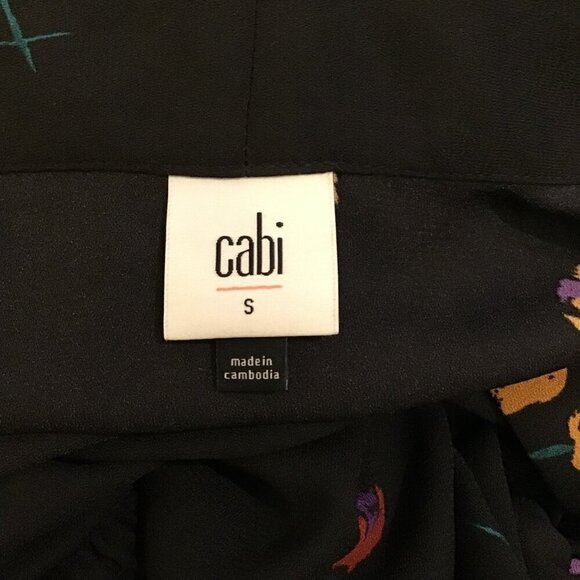 Cabi Divine Wrap Dress Small Floral Black Long Sleeve Midi - Picture 7 of 10
